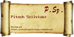 Pitsch Szilviusz névjegykártya